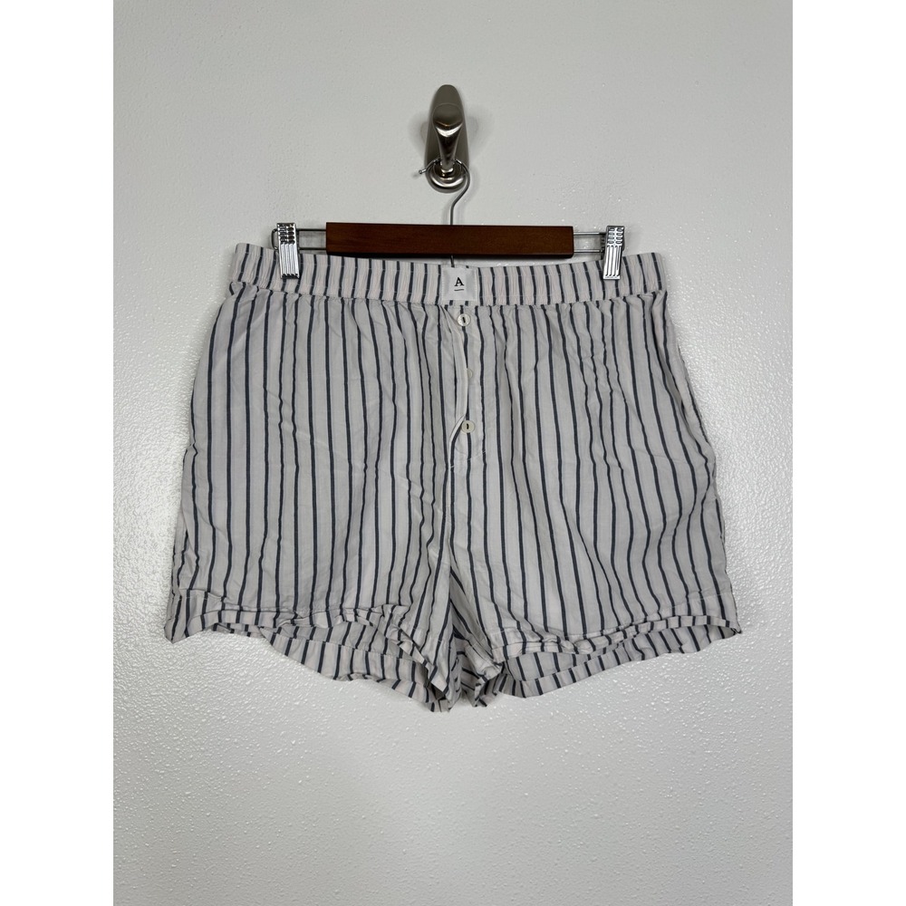 Anthropologie Striped Cotton Lounge Pajama Shorts Blue White Womens Size Medium